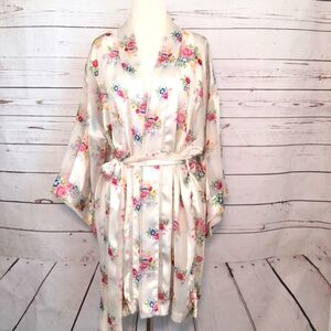 Victoria's Secret Vintage 1980's Gold Label Floral Belted Robe‎ Sheer Lingerie M
